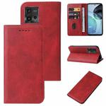 For Motorola Moto G72 Magnetic Closure Leather Phone Case(Red)