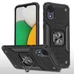 For Samsung Galaxy A03 Core Magnetic Armor Shockproof TPU + PC Phone Case with Metal Ring Holder(Black)