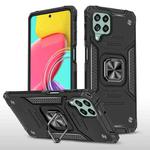 For Samsung Galaxy M53 Magnetic Armor Shockproof TPU + PC Phone Case with Metal Ring Holder(Black)