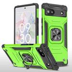 For Google Pixel 6A Magnetic Armor Shockproof TPU + PC Phone Case with Metal Ring Holder(Green)