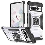 For Google Pixel 7 Pro Magnetic Armor Shockproof TPU + PC Phone Case with Metal Ring Holder(Silver)