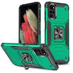 For Motorola Moto G22 Magnetic Armor Shockproof TPU + PC Phone Case with Metal Ring Holder(Dark Green)