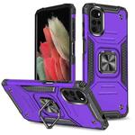 For Motorola Moto G22 Magnetic Armor Shockproof TPU + PC Phone Case with Metal Ring Holder(Purple)