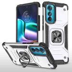 For Motorola Edge 30 Magnetic Armor Shockproof TPU + PC Phone Case with Metal Ring Holder(Silver)