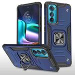 For Motorola Edge 30 Magnetic Armor Shockproof TPU + PC Phone Case with Metal Ring Holder(Blue)