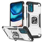 For Motorola Moto G42 Magnetic Armor Shockproof TPU + PC Phone Case with Metal Ring Holder(Silver)