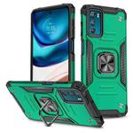 For Motorola Moto G42 Magnetic Armor Shockproof TPU + PC Phone Case with Metal Ring Holder(Dark Green)