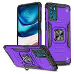 For Motorola Moto G42 Magnetic Armor Shockproof TPU + PC Phone Case with Metal Ring Holder(Purple)