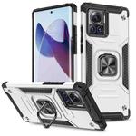 For Motorola Moto X30 Pro Magnetic Armor Shockproof TPU + PC Phone Case with Metal Ring Holder(Silver)