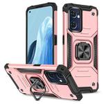 For OPPO Reno7 5G Magnetic Armor Shockproof TPU + PC Phone Case with Metal Ring Holder(Rose Gold)