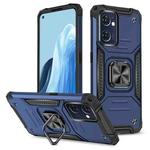 For OPPO Reno7 5G Magnetic Armor Shockproof TPU + PC Phone Case with Metal Ring Holder(Blue)