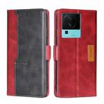 For vivo iQOO Neo7 Contrast Color Side Buckle Leather Phone Case(Red+Black)