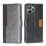 For Realme 9i 5G Global/10 5G Contrast Color Side Buckle Leather Phone Case(Black+Grey)