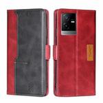For vivo T2x 5G/Y73t/iQOO Z6x Contrast Color Side Buckle Leather Phone Case(Red+Black)