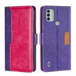 For Nokia C31 Contrast Color Side Buckle Leather Phone Case(Purple+Rose Red)