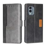 For Nokia X30 5G Contrast Color Side Buckle Leather Phone Case(Black+Grey)