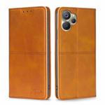 For Realme 9i 5G Global/10 5G Cow Texture Magnetic Leather Phone Case(Light Brown)