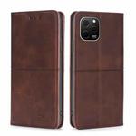 For Huawei nova Y61 Cow Texture Magnetic Leather Phone Case(Dark Brown)