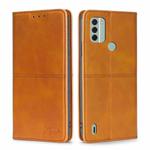For Nokia C31 Cow Texture Magnetic Leather Phone Case(Light Brown)