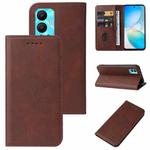 For Infinix Hot 12 India Magnetic Closure Leather Phone Case(Brown)