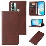 For Infinix Hot 12i Magnetic Closure Leather Phone Case(Brown)