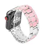 For Apple Watch 5 & 4 40mm / 3 & 2 & 1 38mm Epoxy Metal Watch Band(Pink Silver)