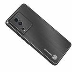 For vivo iQOO Neo7 Metal Brushed Texture Shockproof Phone Case(Black)