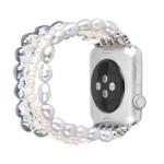 For Apple Watch 5 & 4 40mm / 3 & 2 & 1 38mm Pearl Crystal Watch Band(Pearl + White Crystal)