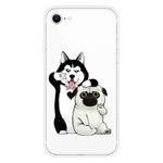 For iPhone SE 2022 / SE 2020 Shockproof Painted Transparent TPU Protective Case(Selfie Dog)