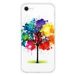 For iPhone SE 2022 / SE 2020 Shockproof Painted Transparent TPU Protective Case(Oil Painting Tree)