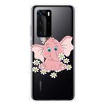 For Huawei P40 Shockproof Painted Transparent TPU Protective Case(Little Pink Elephant)
