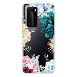 For Huawei P40 Shockproof Painted Transparent TPU Protective Case(Gem Flower)