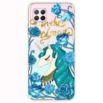 For Huawei P40 Lite Shockproof Painted Transparent TPU Protective Case(Blue Flower Unicorn)