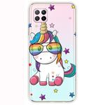 For Huawei P40 Lite Shockproof Painted Transparent TPU Protective Case(Eye Unicorn)