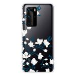 For Huawei P40 Pro Shockproof Painted Transparent TPU Protective Case(Magnolia Flower)