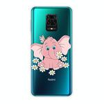 For Xiaomi Redmi Note 9S Shockproof Painted Transparent TPU Protective Case(Little Pink Elephant)