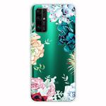 For Huawei Honor 30S Shockproof Painted Transparent TPU Protective Case(Gem Flower)