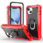 For iPhone 14 Two-color Ring Holder Phone Case(Red + Black)