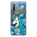 For Xiaomi Mi 10 Pro 5G Shockproof Painted Transparent TPU Protective Case(Blue Flower Unicorn)
