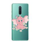 For OnePlus 8 Shockproof Painted Transparent TPU Protective Case(Little Pink Elephant)
