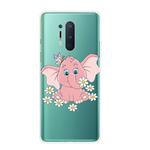 For OnePlus 8 Pro Shockproof Painted Transparent TPU Protective Case(Little Pink Elephant)