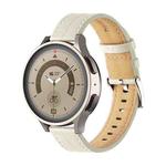 For Realme Watch 3/Amazfit GTR4/4 Pro Universal Grooved Genuine Leather Watch Band(Beige White)