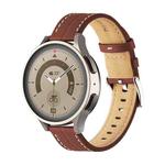For Realme Watch 3/Amazfit GTR4/4 Pro Universal Grooved Genuine Leather Watch Band(Brown)