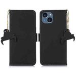 For iPhone 14 Plus Genuine Leather Magnetic RFID Leather Phone Case(Black)