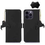 For iPhone 14 Pro Max Genuine Leather Magnetic RFID Leather Phone Case(Black)