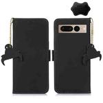 For Google Pixel 7 Pro Genuine Leather Magnetic RFID Leather Phone Case(Black)