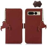 For Google Pixel 7 Pro Genuine Leather Magnetic RFID Leather Phone Case(Coffee)