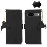For Google Pixel 7 Genuine Leather Magnetic RFID Leather Phone Case(Black)