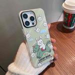 For iPhone 14 Plus IMD Pattern TPU Phone Case(Green Rabbit)