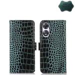 For OPPO A58 Crocodile Top Layer Cowhide Leather Phone Case(Green)
